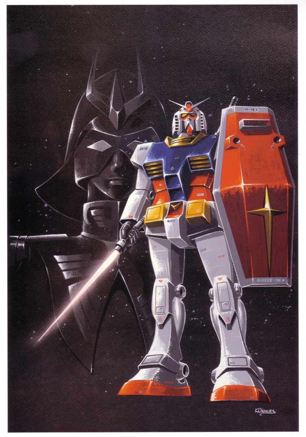 char_aznable gundam mecha mobile_suit_gundam okawara_kunio rx-78-2_gundam