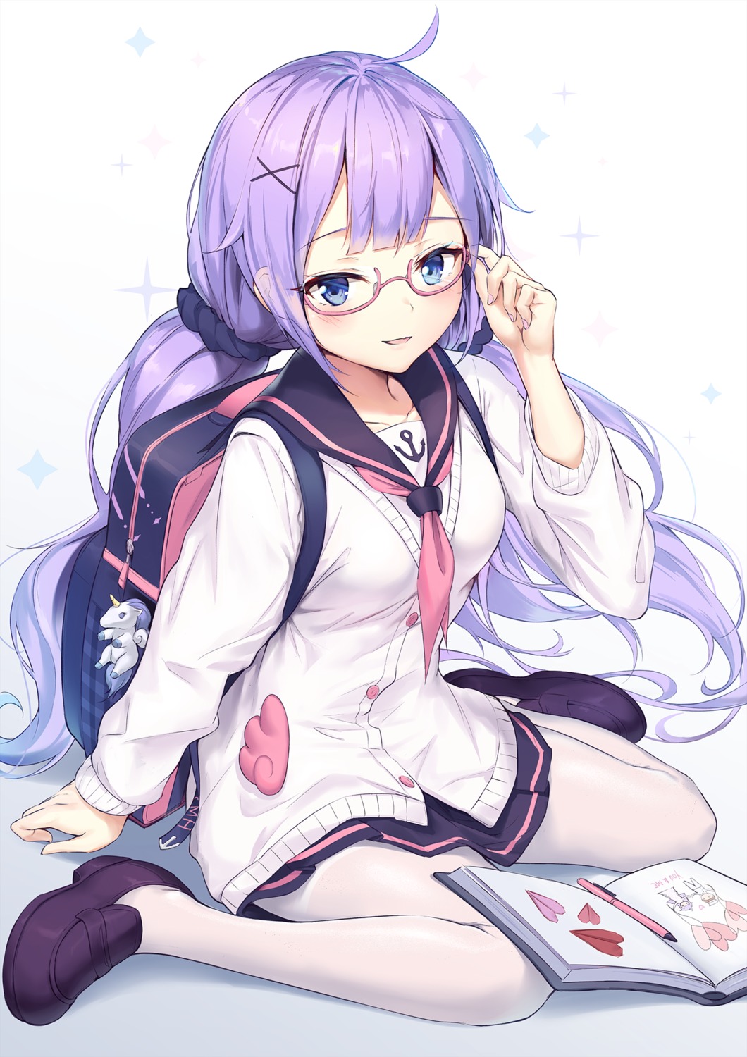 azur_lane heels megane pantyhose pdxen seifuku sweater unicorn_(azur_lane)