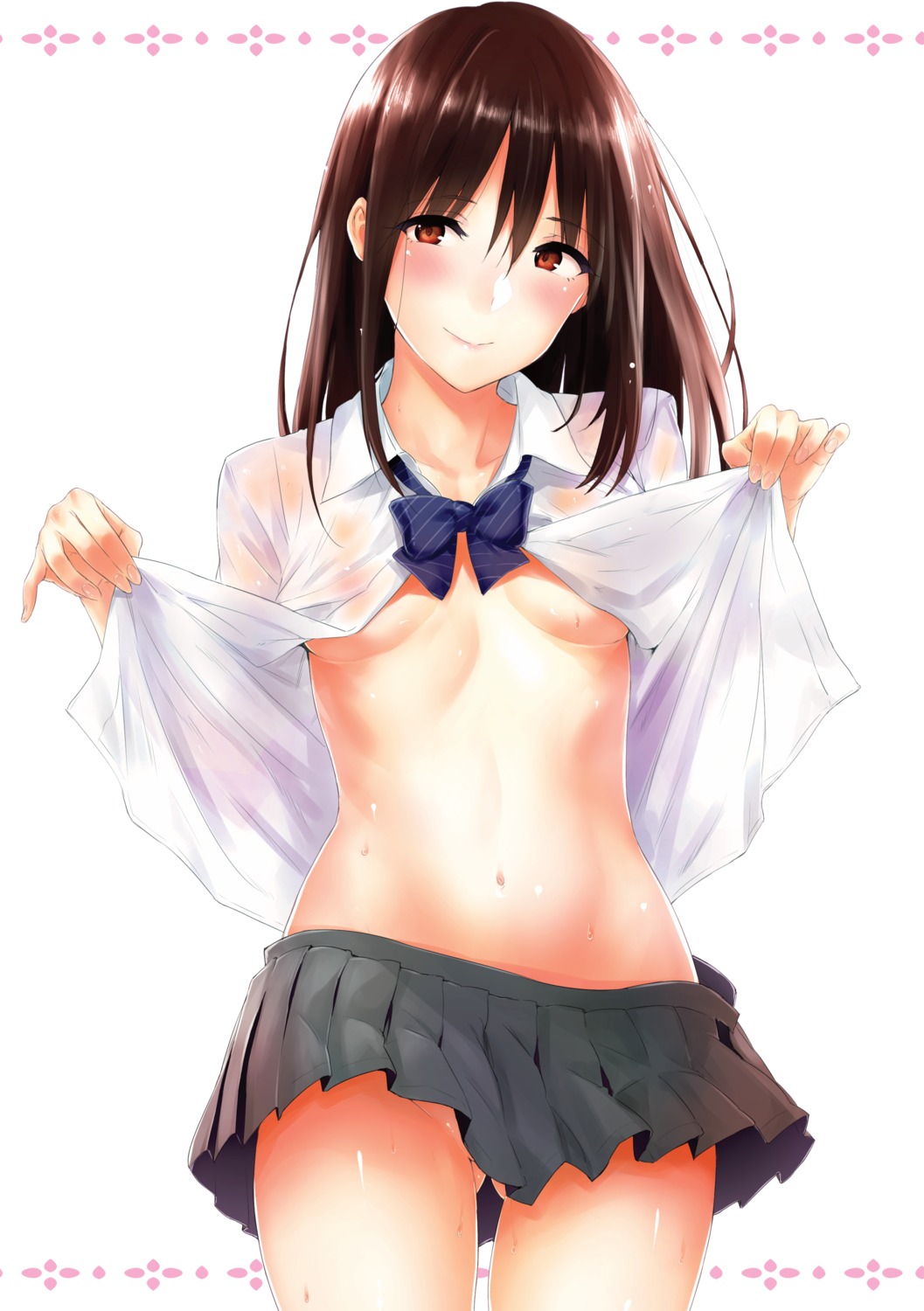 napata no_bra nopan open_shirt see_through seifuku shirt_lift undressing