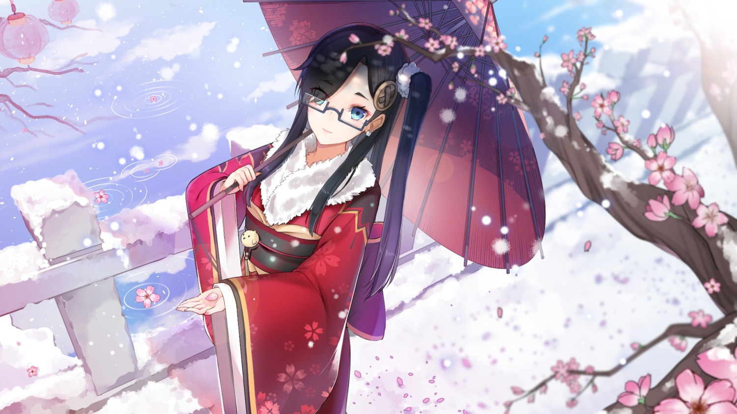 freeze kimono megane umbrella wallpaper