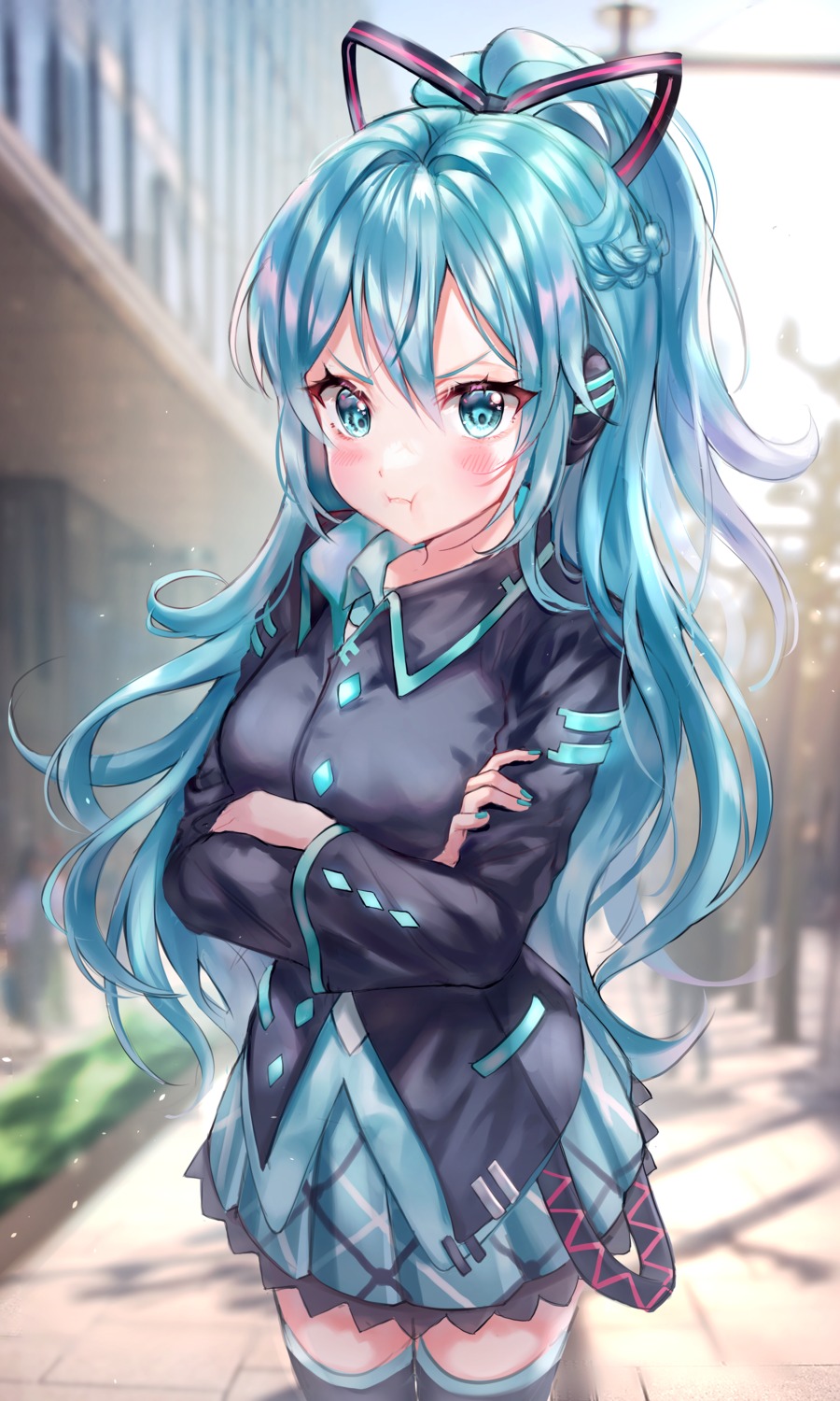 aina_156cm hatsune_miku headphones thighhighs vocaloid