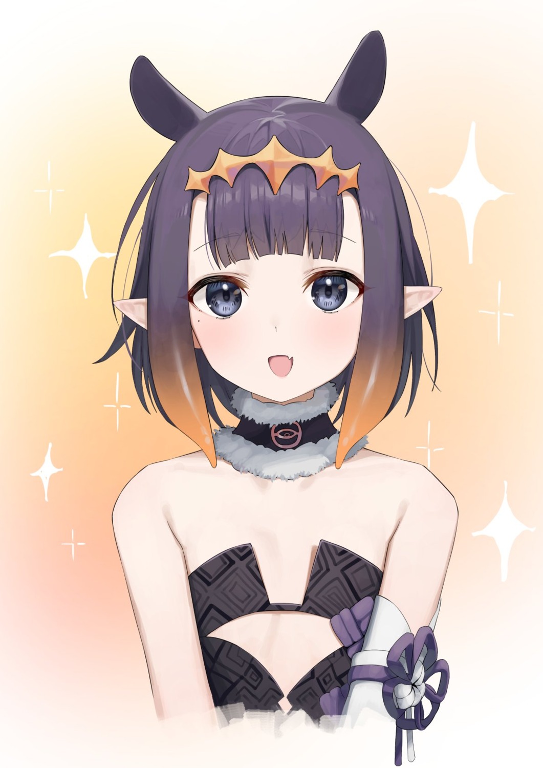 animal_ears dress hololive hololive_english loli ninomae_ina'nis no_bra pointy_ears syhan