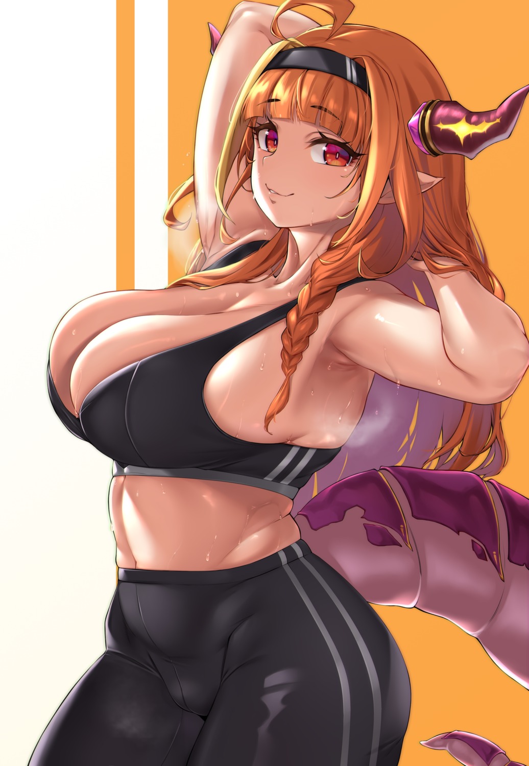 bra gym_uniform hololive horns kiryuu_coco moisture_(chichi) pointy_ears tail