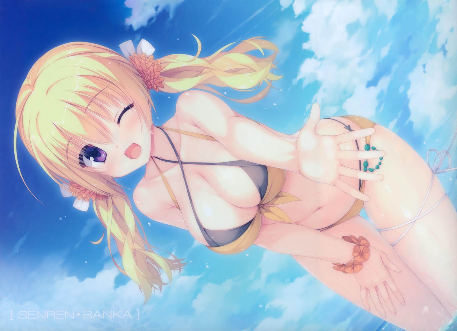 cleavage kobuichi lena_liechtenauer senren_banka swimsuits wet yuzu-soft