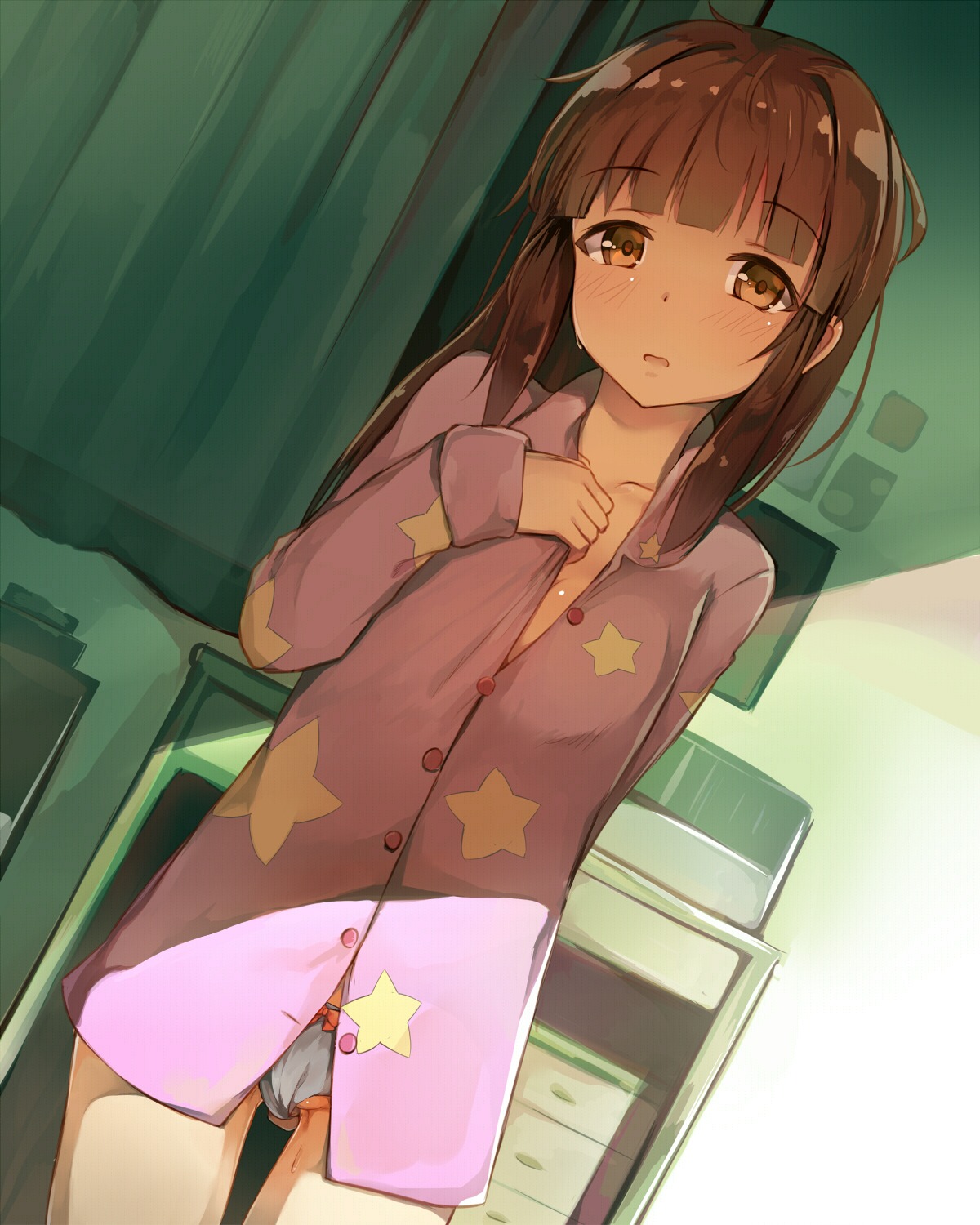 ogata_chieri open_shirt pajama pantsu seneto the_idolm@ster the_idolm@ster_cinderella_girls