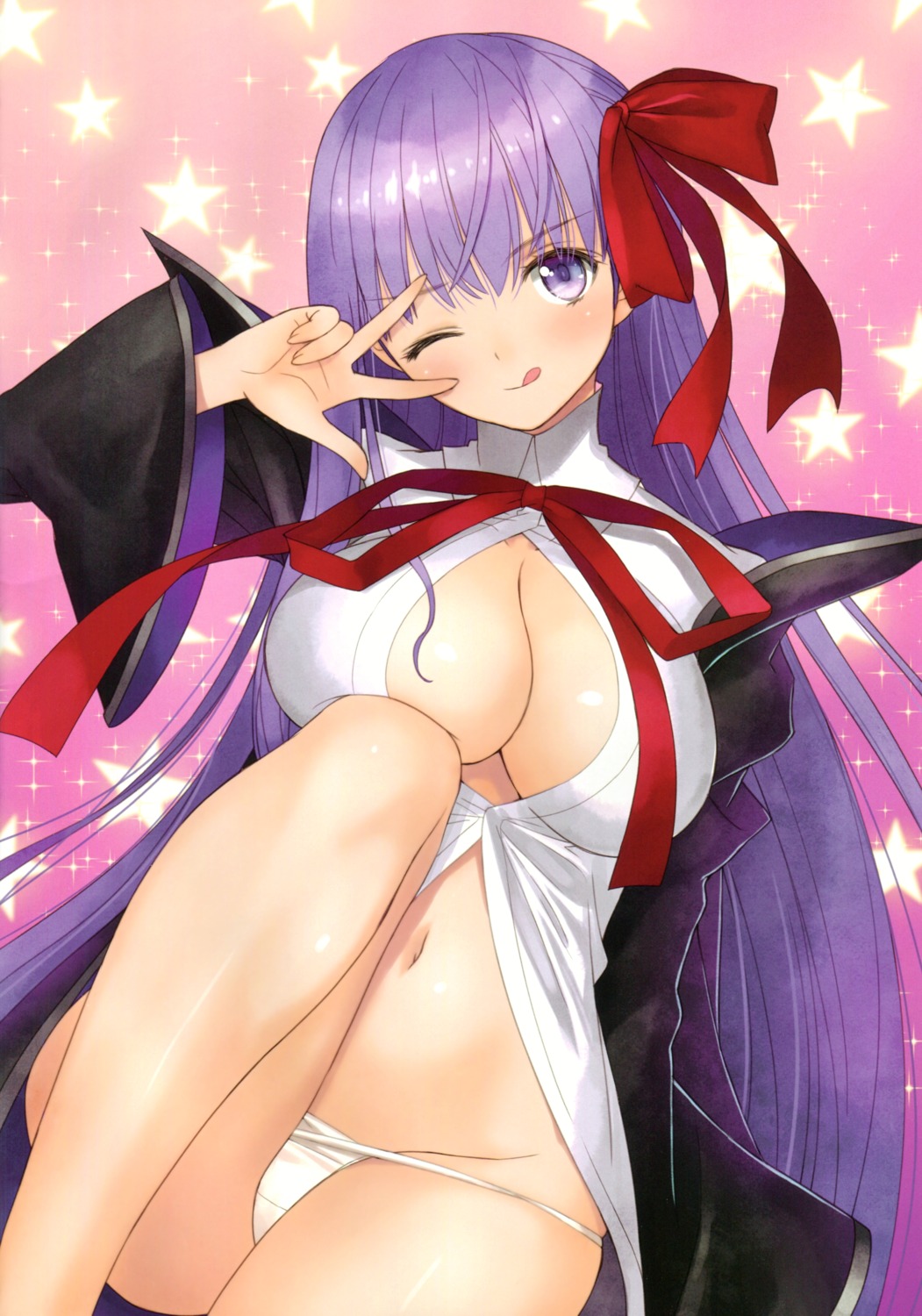 bb_(fate/extra_ccc) color_issue fate/extra fate/extra_ccc fate/grand_order fate/stay_night no_bra open_shirt pantsu panty_pull scanning_artifacts tony_taka