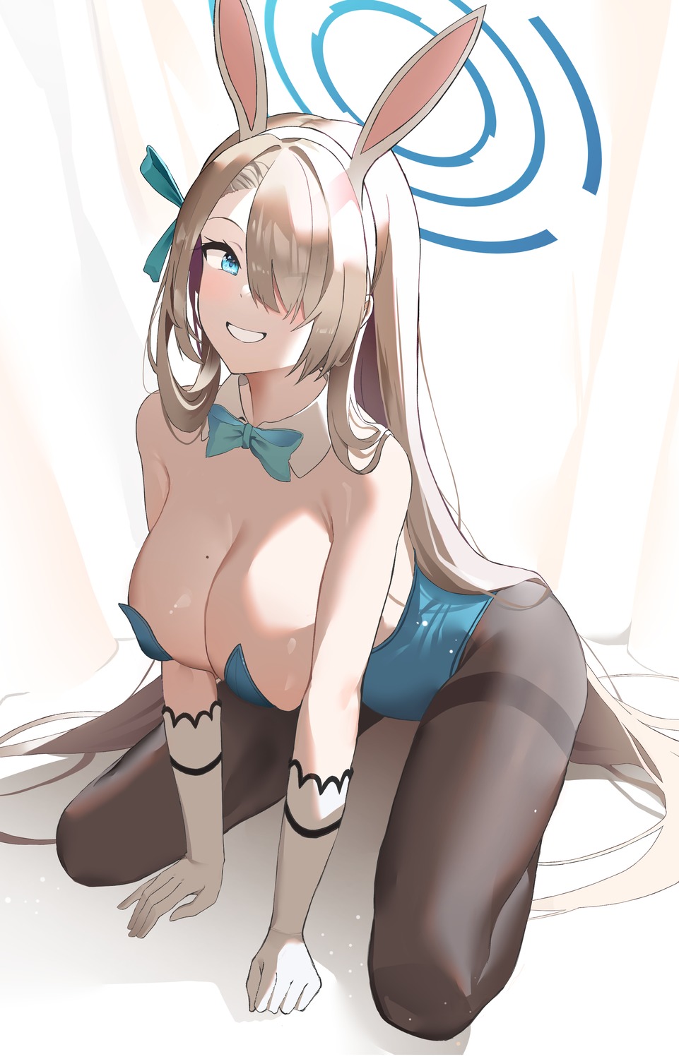 animal_ears blue_archive bunny_ears bunny_girl halo ichinose_asuna jbell no_bra pantyhose