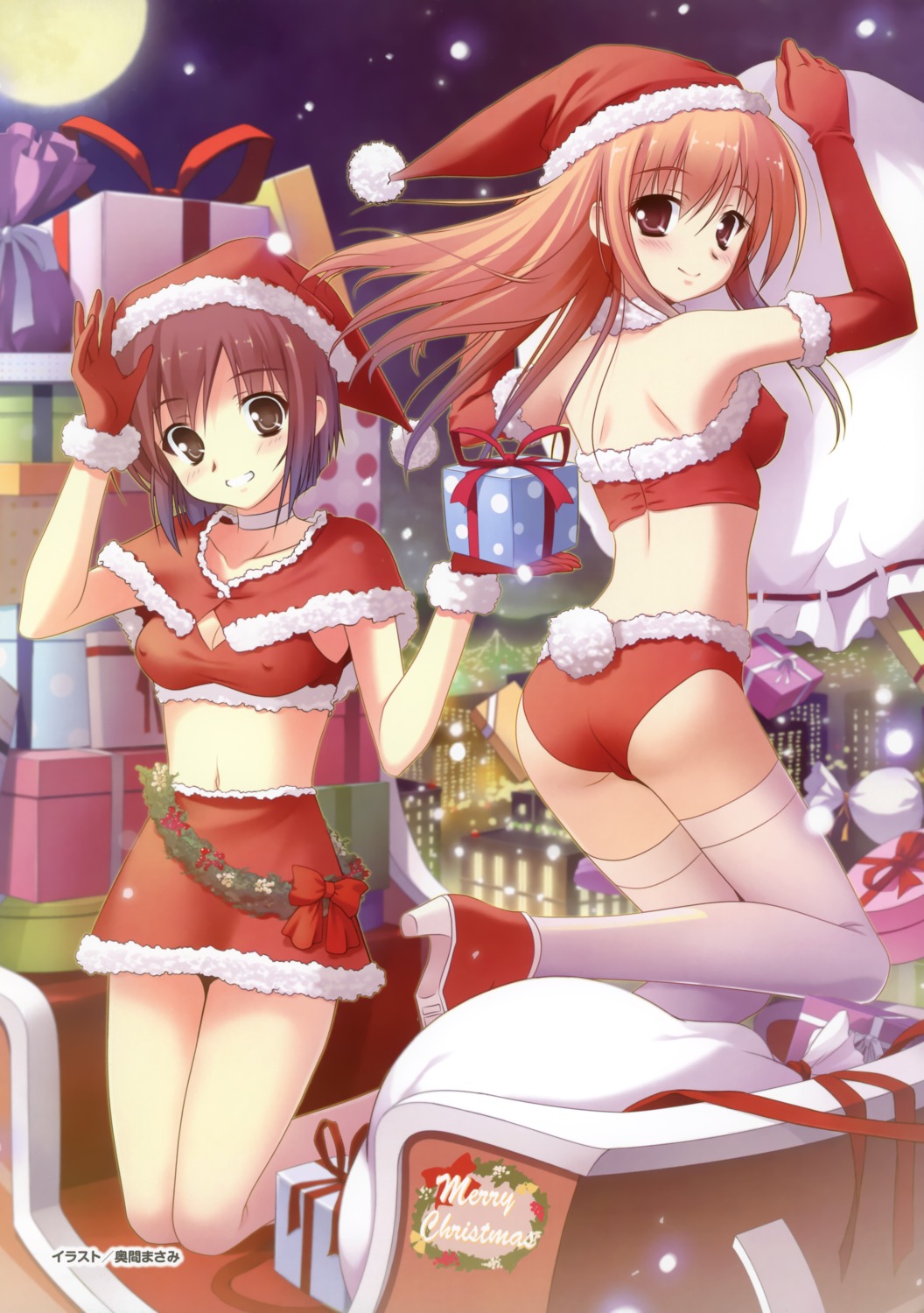 christmas erect_nipples heels miyamori_kaho miyamori_kasumi okuma_masami shakkin_shimai shakkin_shimai_2 tail thighhighs