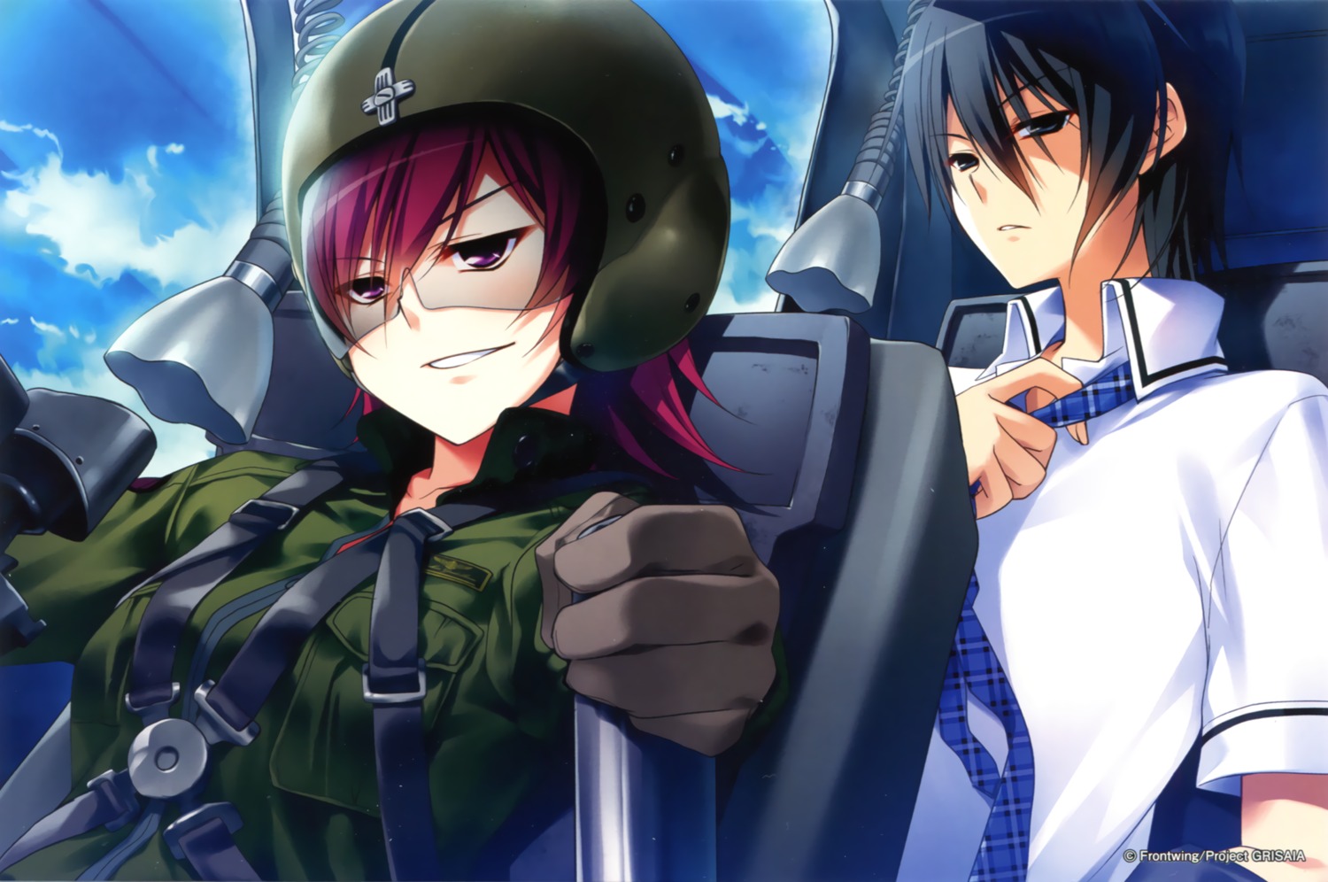 armor endcard grisaia grisaia_no_rakuen kazami_yuuzi megane milliela_stanfield nanaca_mai seifuku uniform