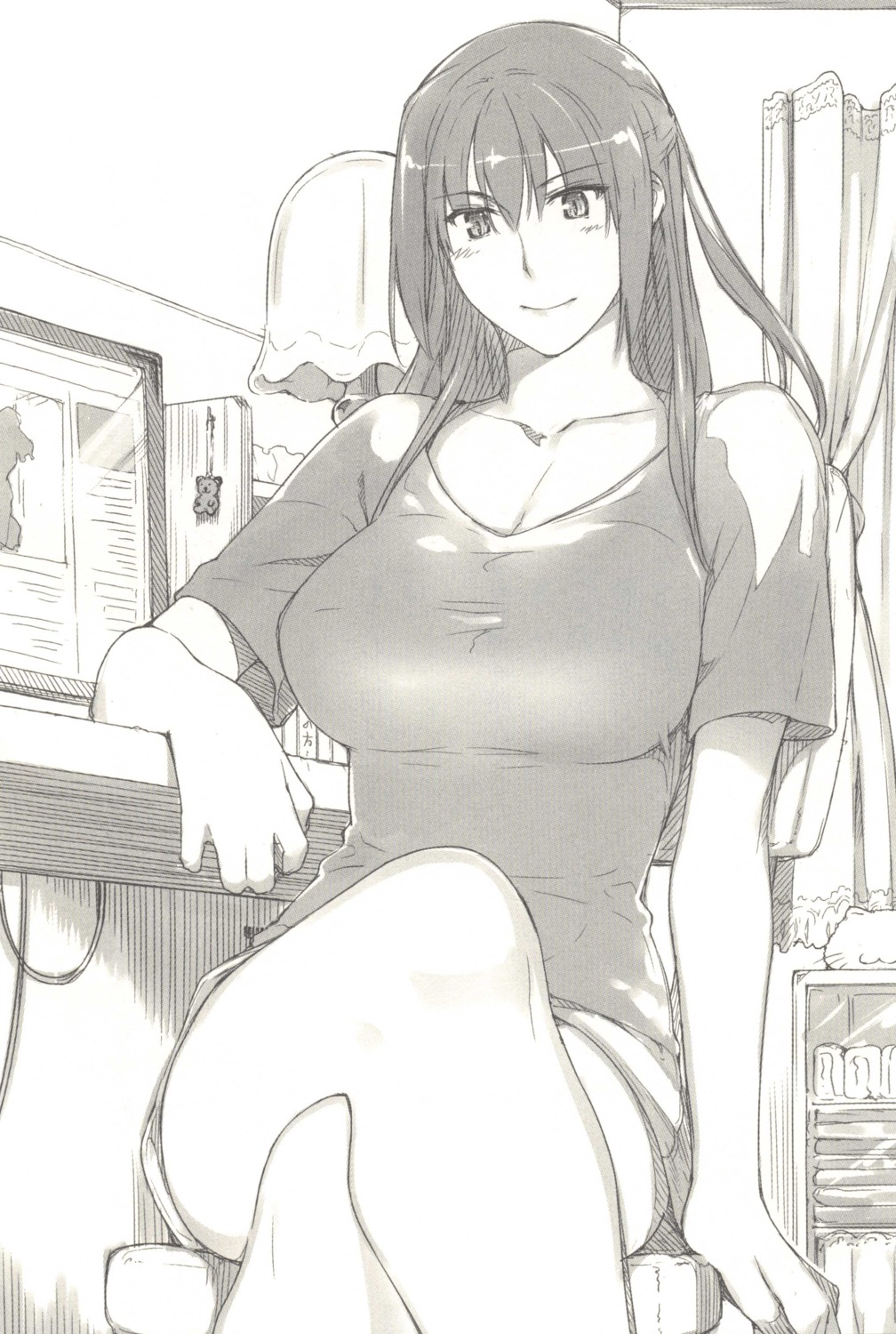 cleavage jin_(artist) monochrome