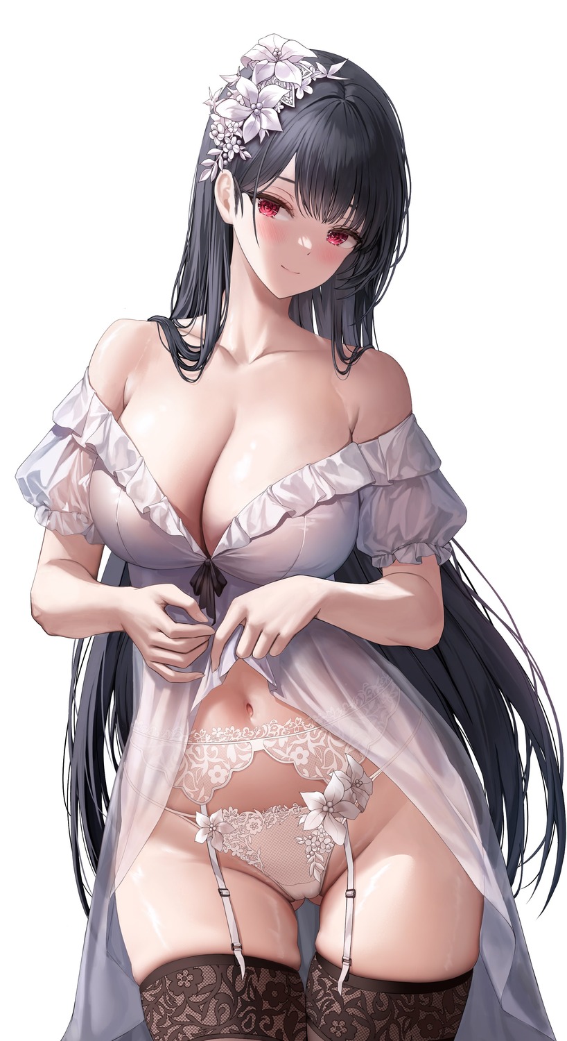 cameltoe cleavage garter_belt lingerie no_bra pantsu see_through stockings thighhighs thong torrentduck