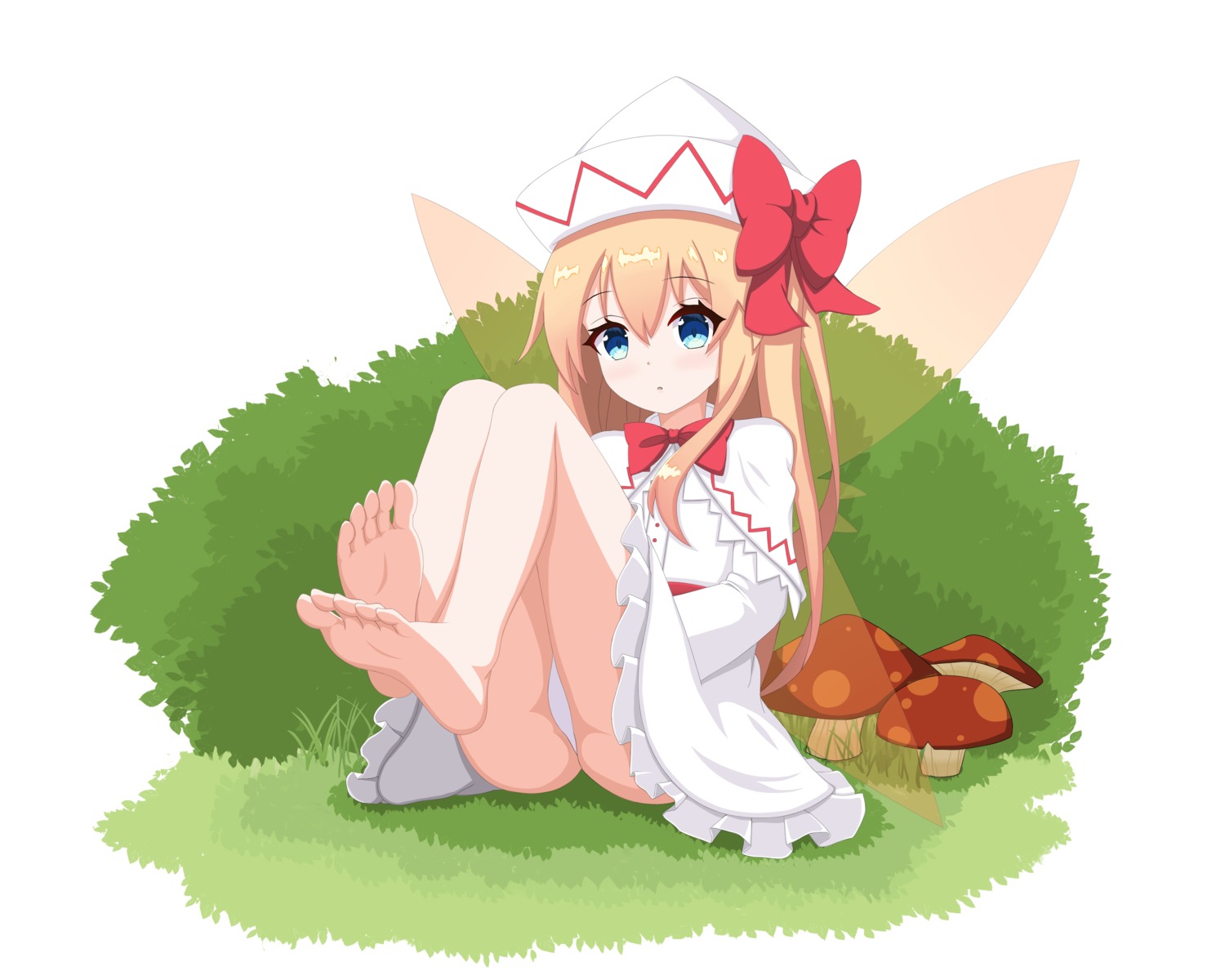 feet lily_white pantsu skirt_lift tagme thong touhou wings