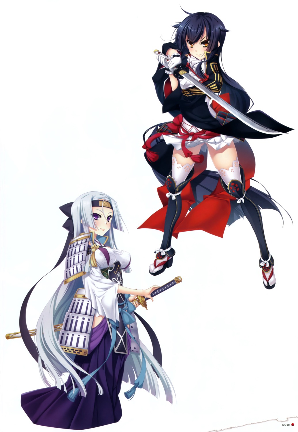 armor baseson heels japanese_clothes katagiri_hinata oda_saburo_kuon_nobunaga overfiltered sengoku_koihime sword thighhighs