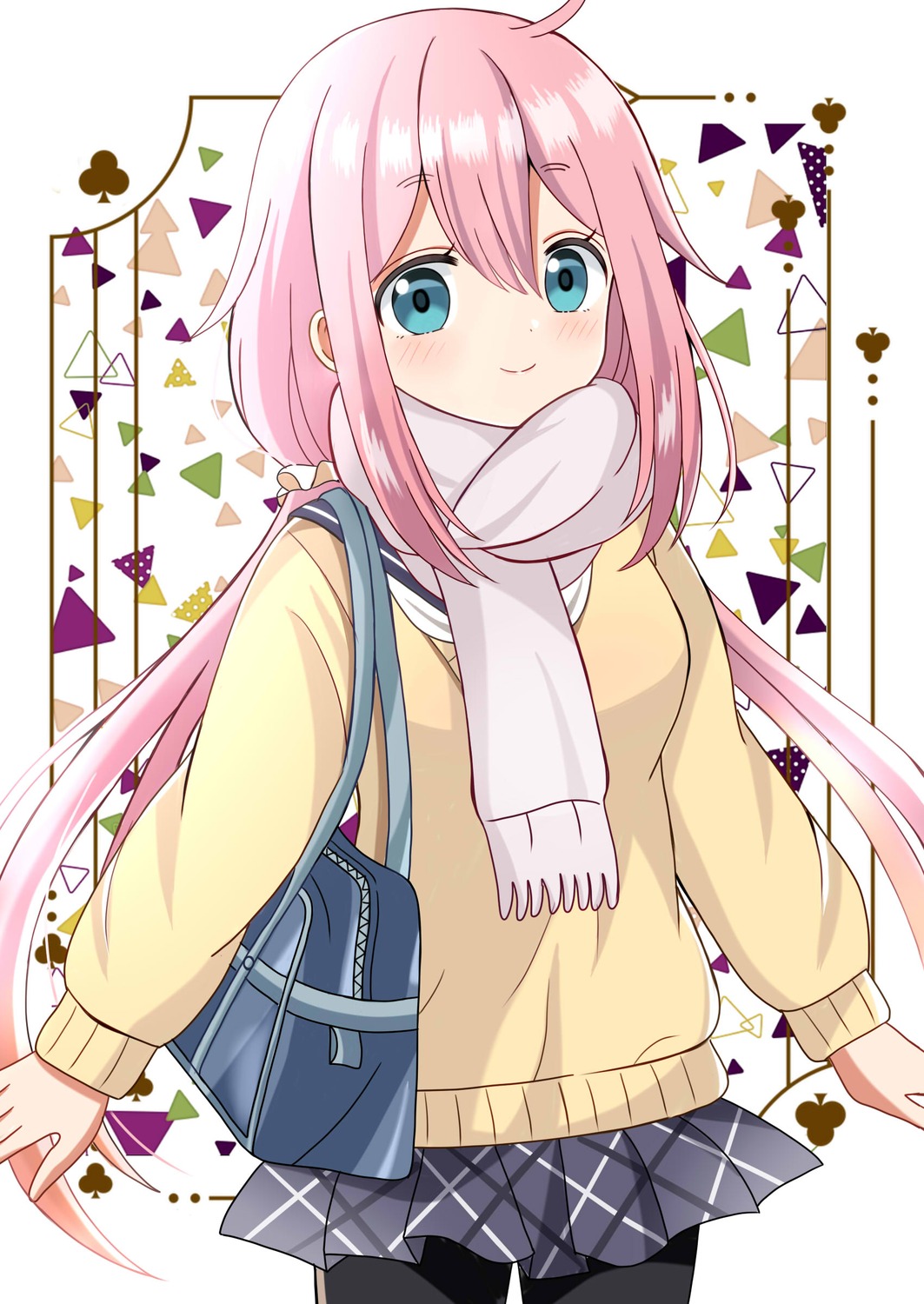 kagamihara_nadeshiko pantyhose ryoutan seifuku sweater yurucamp