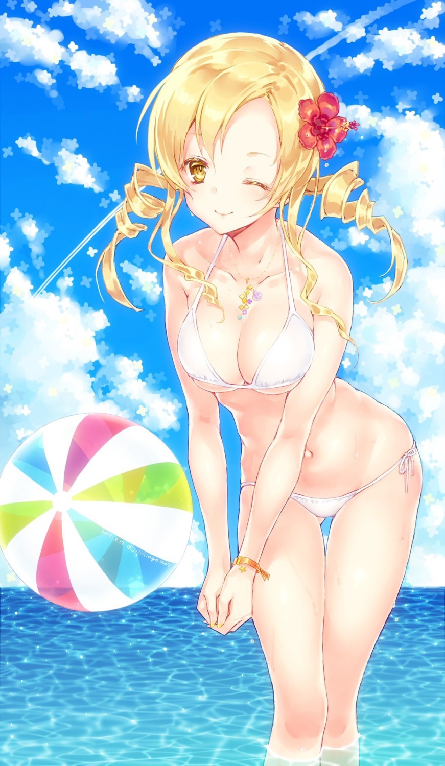 bikini cleavage jiinyo_(awamoe1207) puella_magi_madoka_magica swimsuits tomoe_mami underboob wet