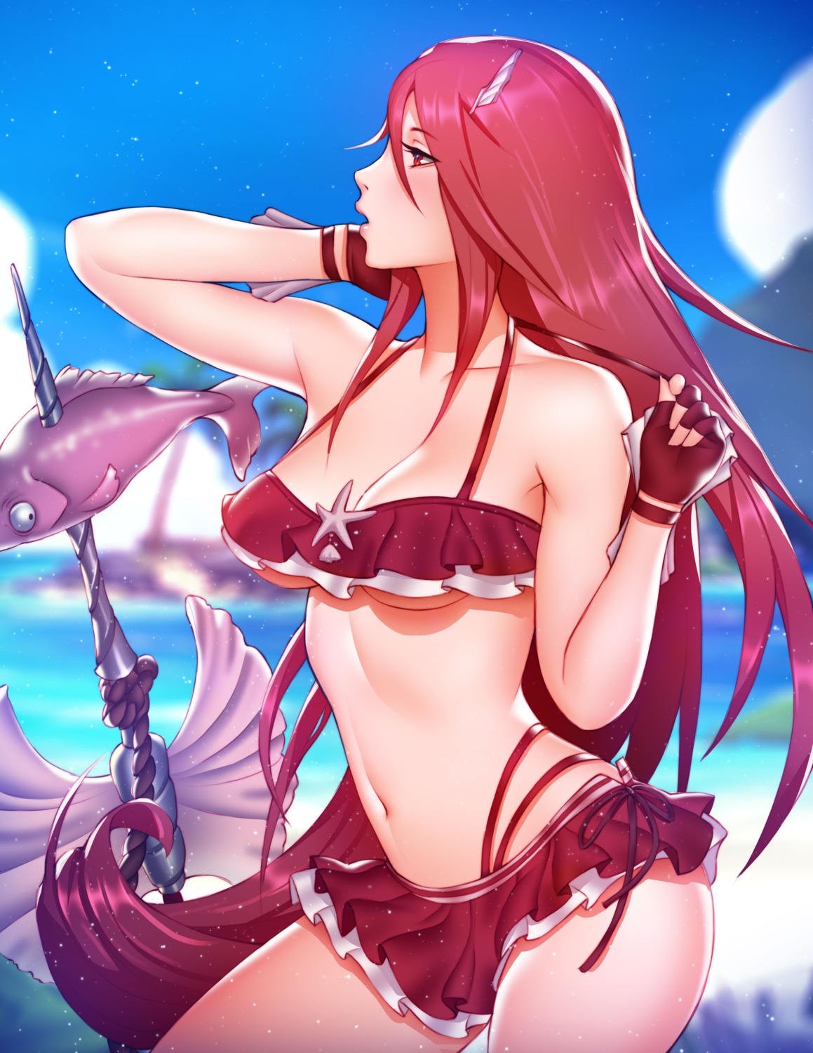 bikini cleavage fire_emblem fire_emblem_kakusei pinkladymage swimsuits tiamo underboob weapon
