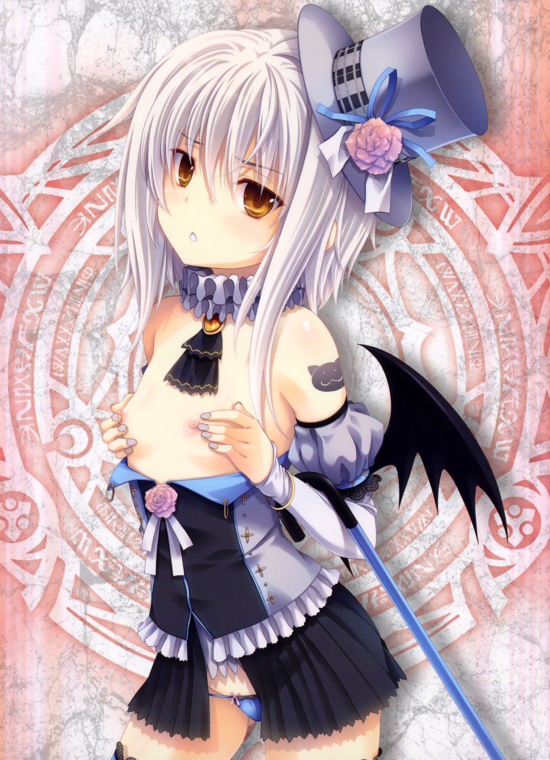 breast_hold breasts highschool_dxd loli lolita_fashion miyama-zero nipples pantsu thighhighs toujou_koneko wings