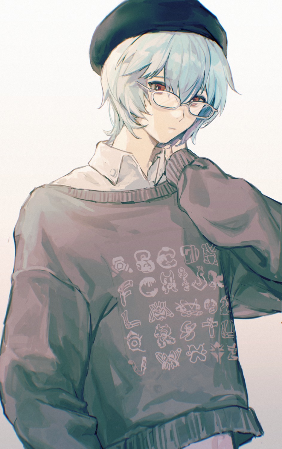 ayanami_rei genderswap megane neon_genesis_evangelion sweater zai_chi_yi_wan