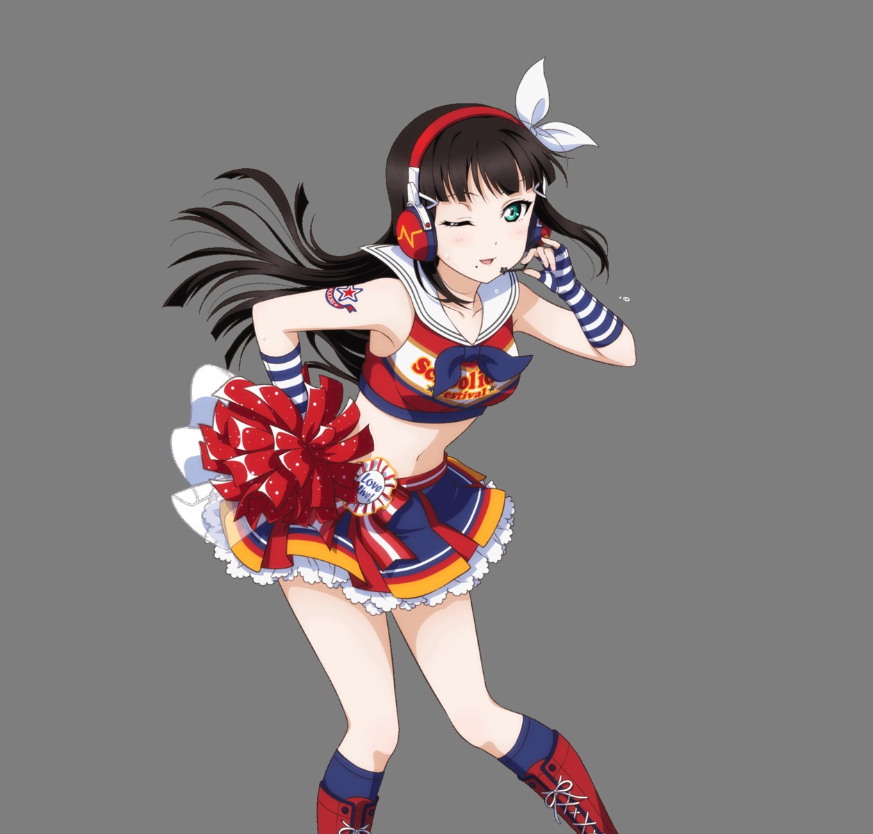 cheerleader headphones kurosawa_dia love_live!_sunshine!! tagme tattoo transparent_png