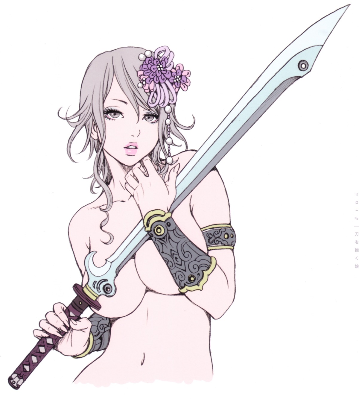 breast_hold naked shion_(yamashita_shunya) sword yamashita_shunya