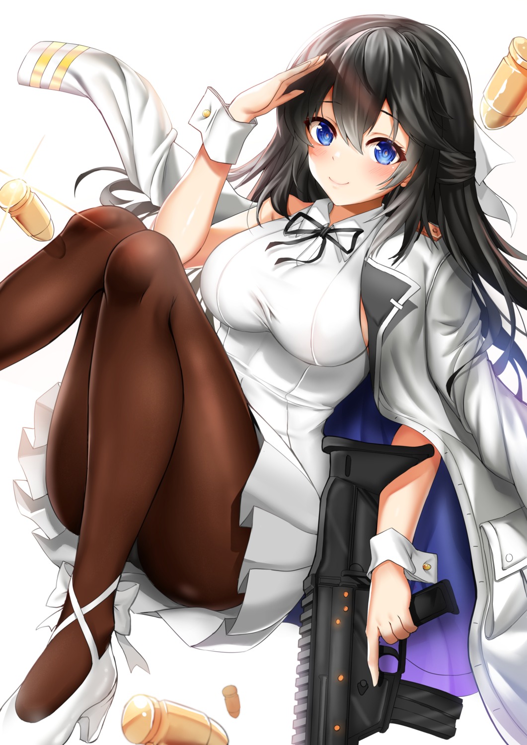 counter:side deogho_(liujinzy9854) gun heels pantsu pantyhose skirt_lift uniform