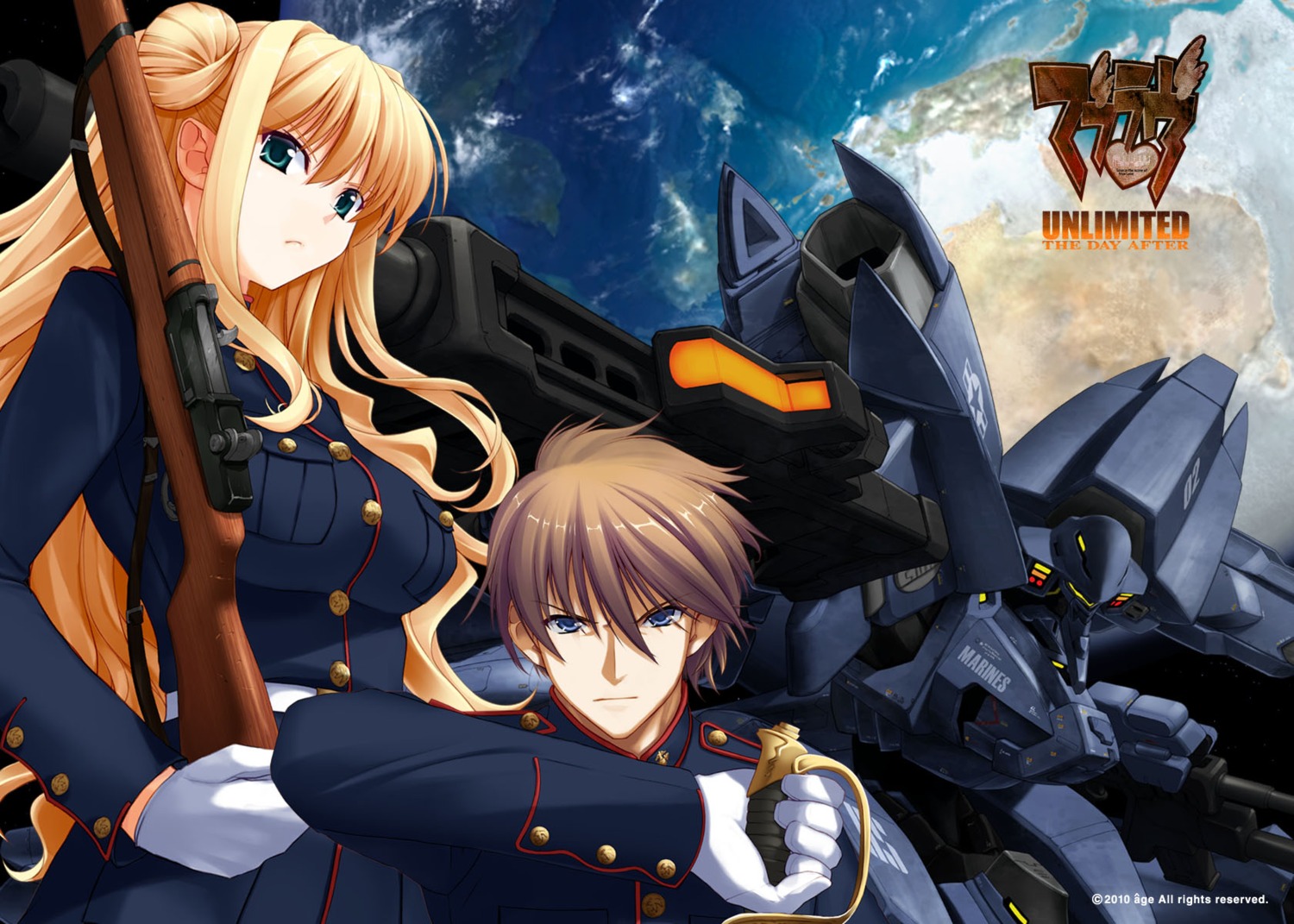 gun himukai_kyousuke lilia_kjellberg mecha muvluv sword uniform wallpaper wilbert_d_collins