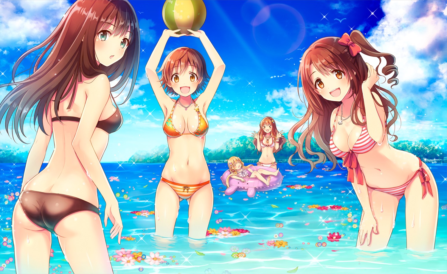 ass bikini cleavage futaba_anzu honda_mio moroboshi_kirari serino_itsuki shibuya_rin shimamura_uzuki swimsuits the_idolm@ster the_idolm@ster_cinderella_girls wet