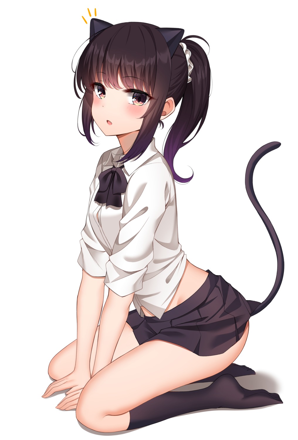 animal_ears nekomimi seifuku skirt_lift sunhyun tail