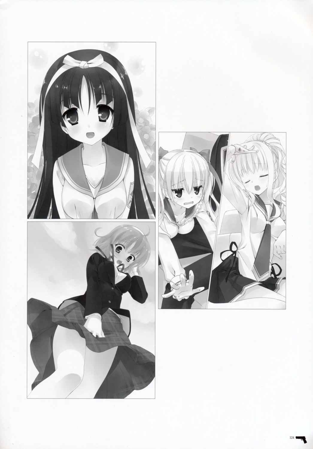 hidan_no_aria hotogi_shirayuki jeanne_d'arc jeanne_d'arc_(hidan_no_aria) kobuichi mine_riko mochizuki_moe monochrome seifuku