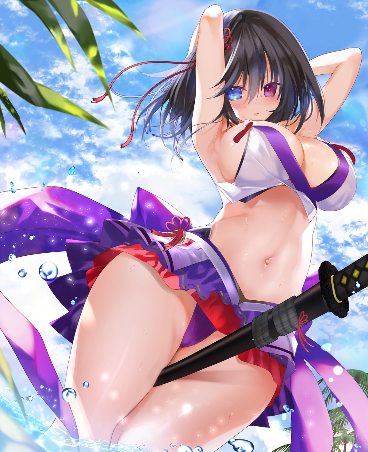 bikini cameltoe heterochromia kumatora_tatsumi swimsuits wet