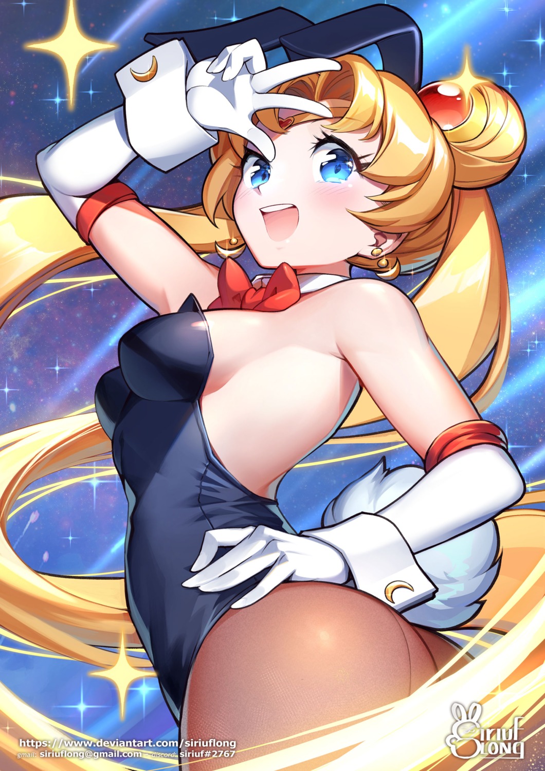 animal_ears ass bunny_ears bunny_girl no_bra pantyhose sailor_moon siriuflong tail tsukino_usagi