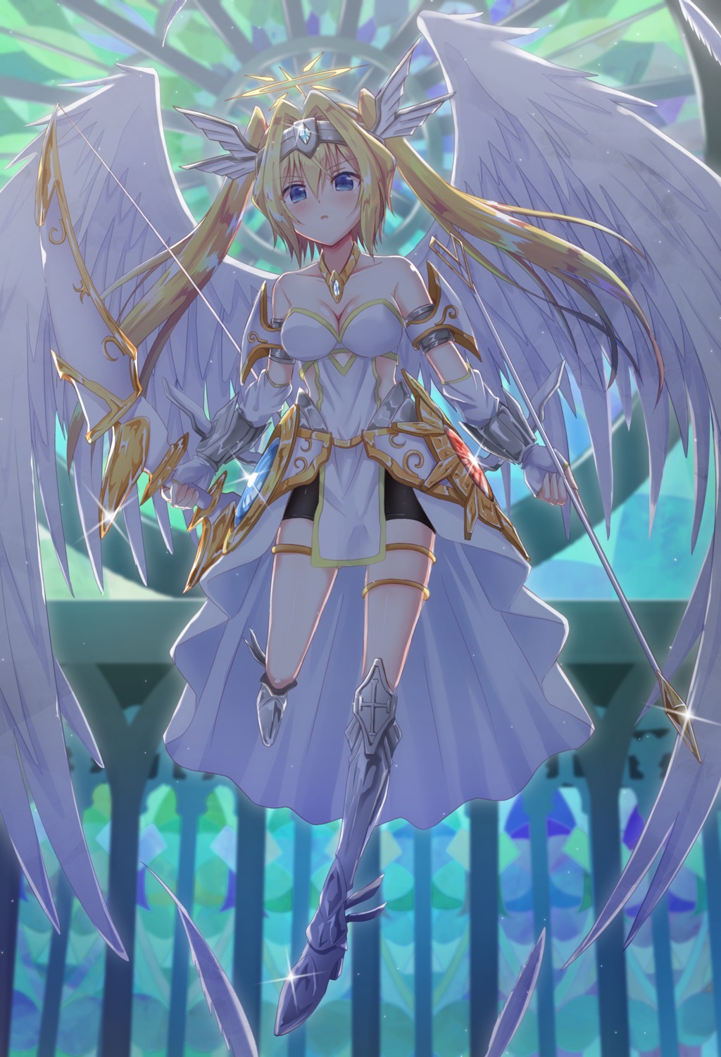 angel armor artina cleavage dress garter heels no_bra weapon wings