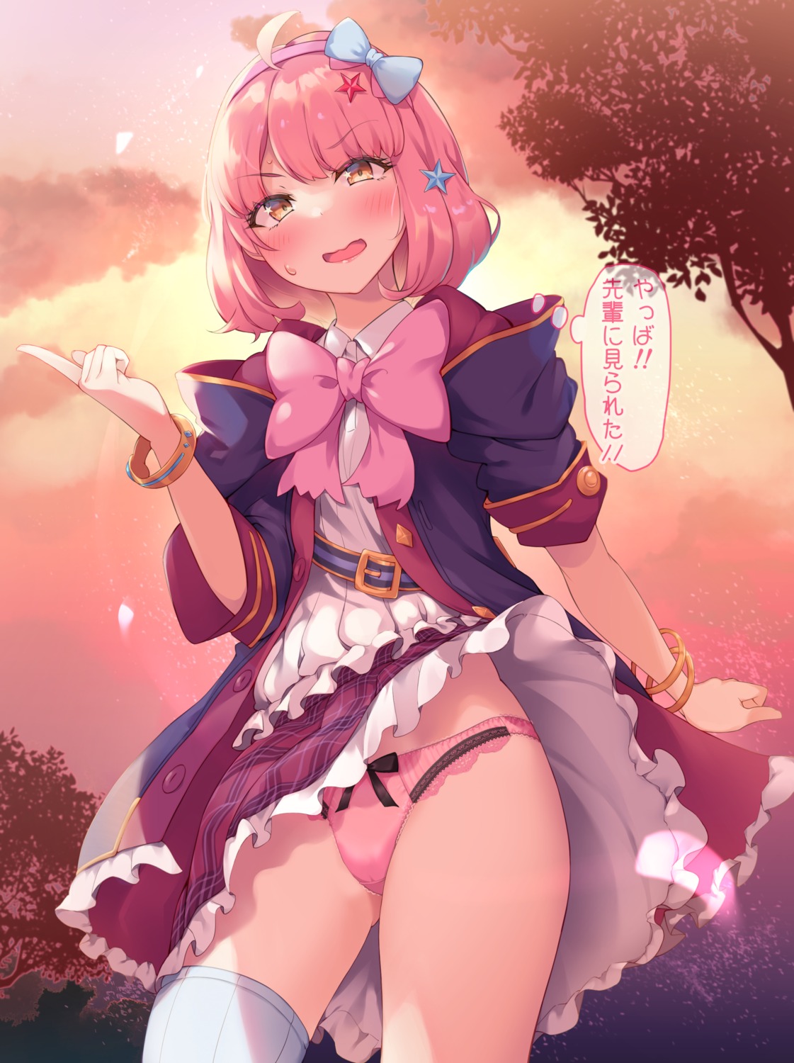 bushinofuji kazama_chieru pantsu princess_connect princess_connect!_re:dive seifuku skirt_lift thighhighs