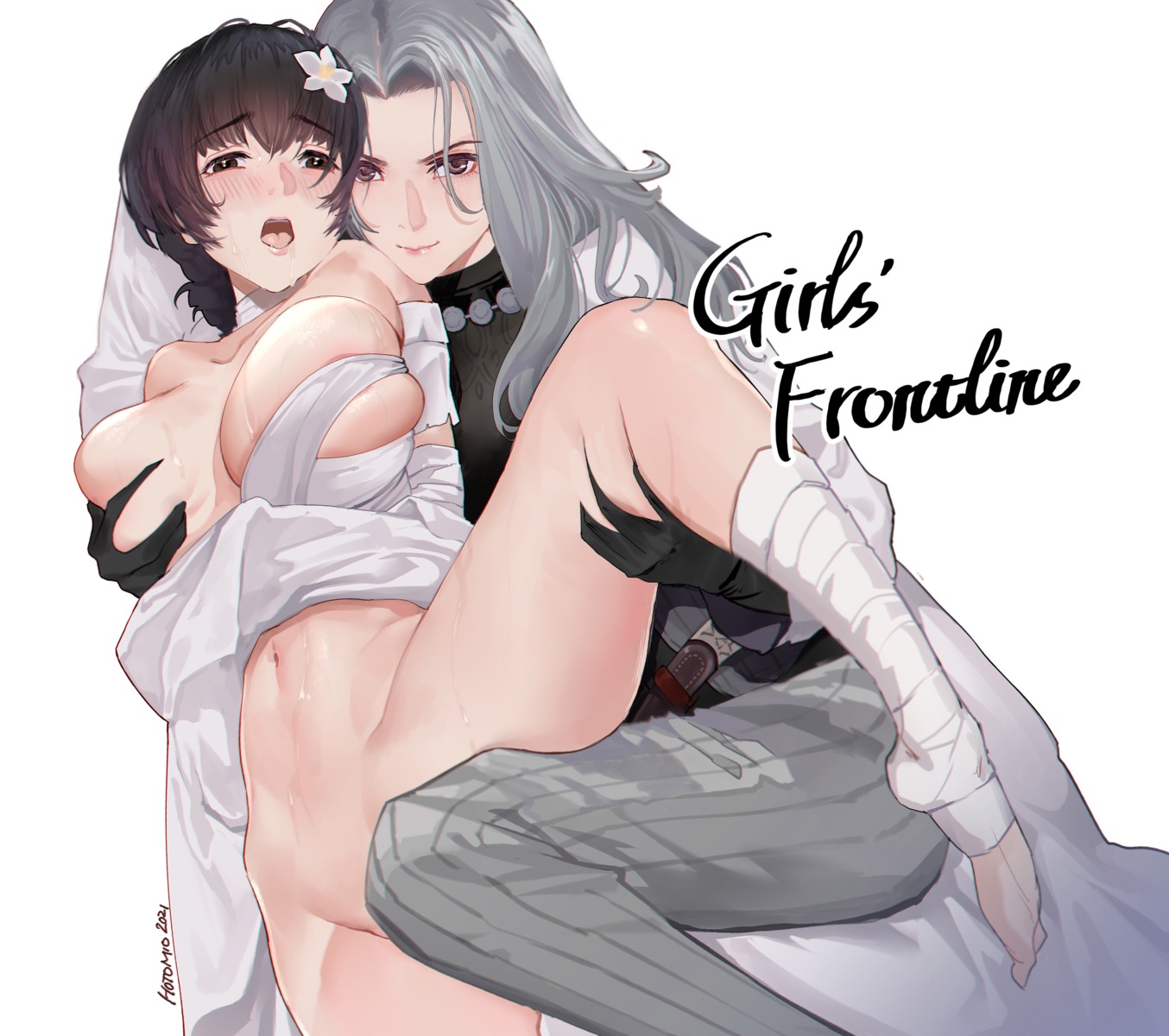 bandages bottomless breast_grab breasts girls_frontline no_bra tagme yuri