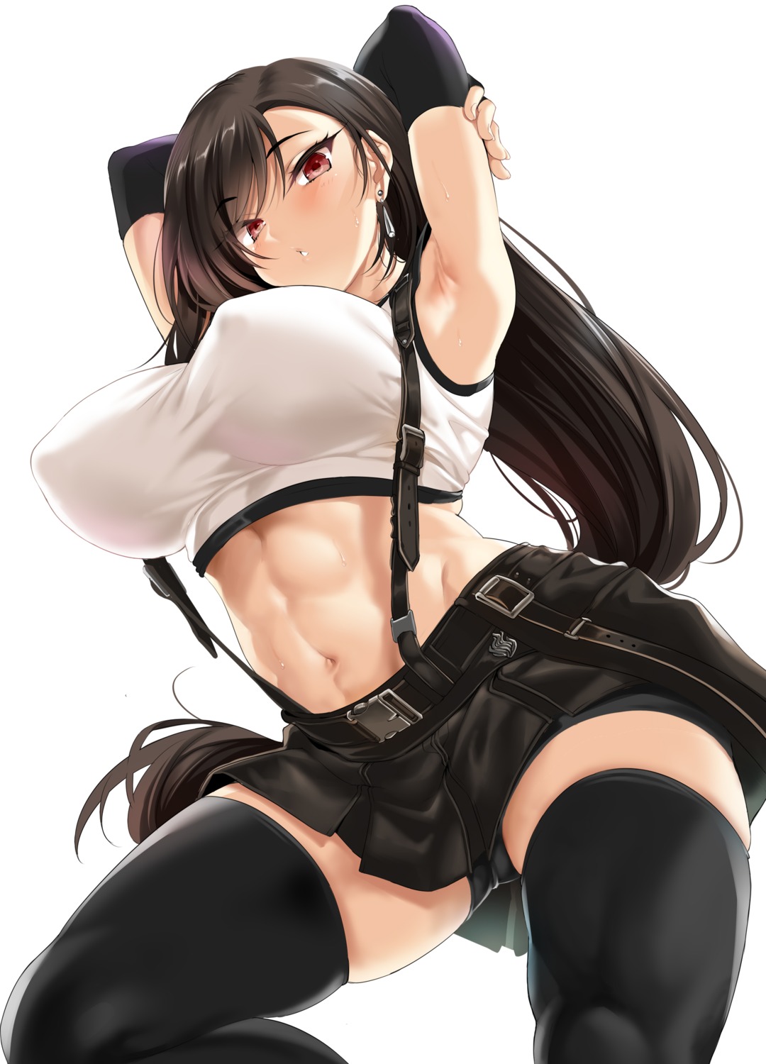 cle_masahiro erect_nipples final_fantasy final_fantasy_vii pantsu thighhighs tifa_lockhart