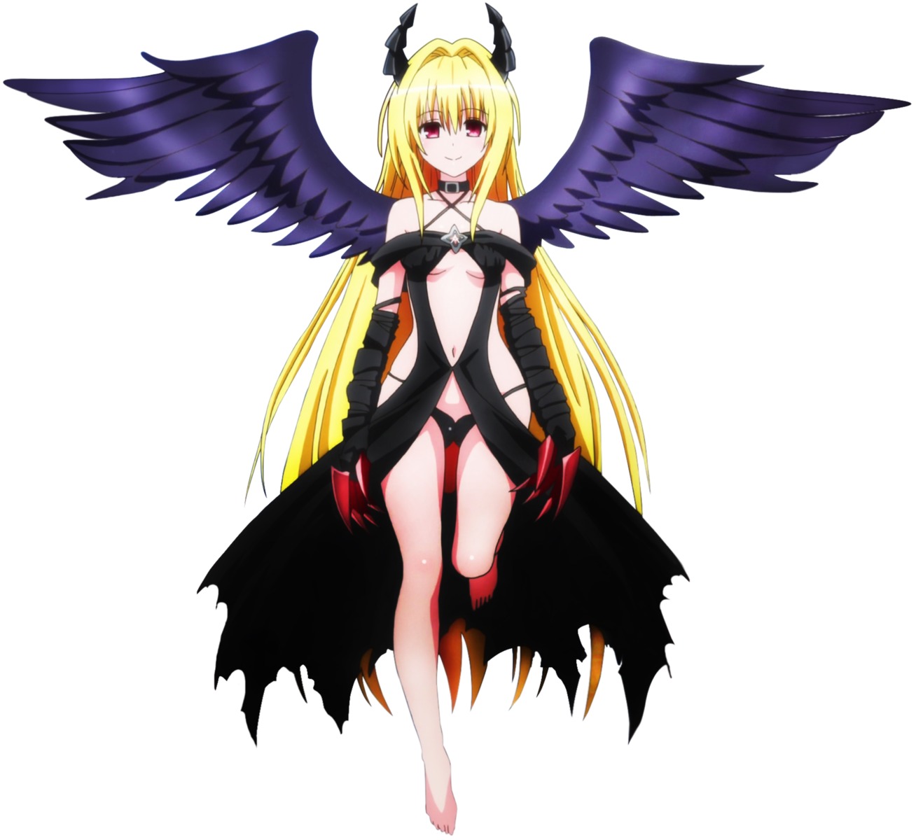 dress golden_darkness horns pantsu to_love_ru to_love_ru_darkness underboob wings