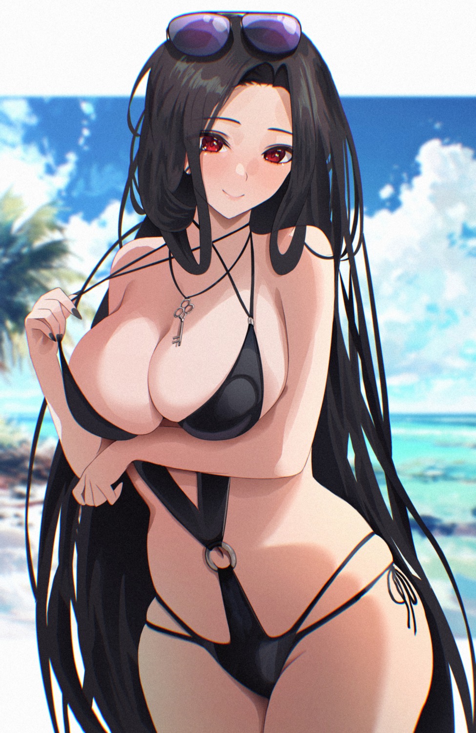 breast_hold maiden_(nikke) megane ni_tamago_sando nikke_the_goddess_of_victory swimsuits undressing