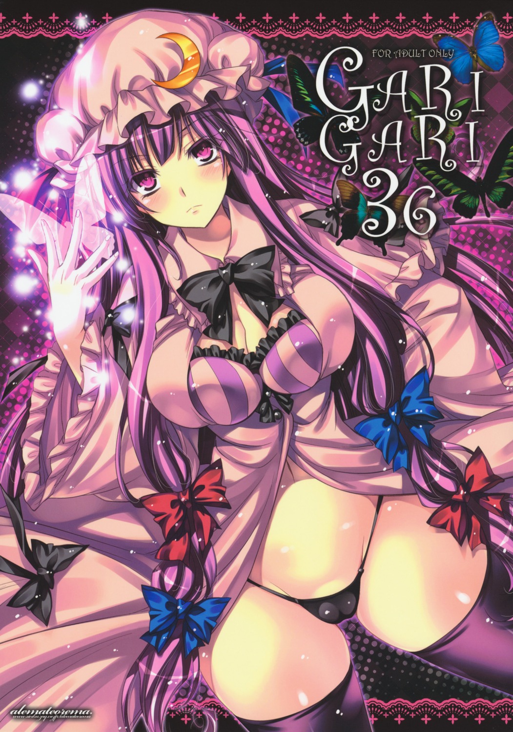 alemateorema bra cameltoe cleavage kobayashi_yuukou pantsu patchouli_knowledge thighhighs touhou