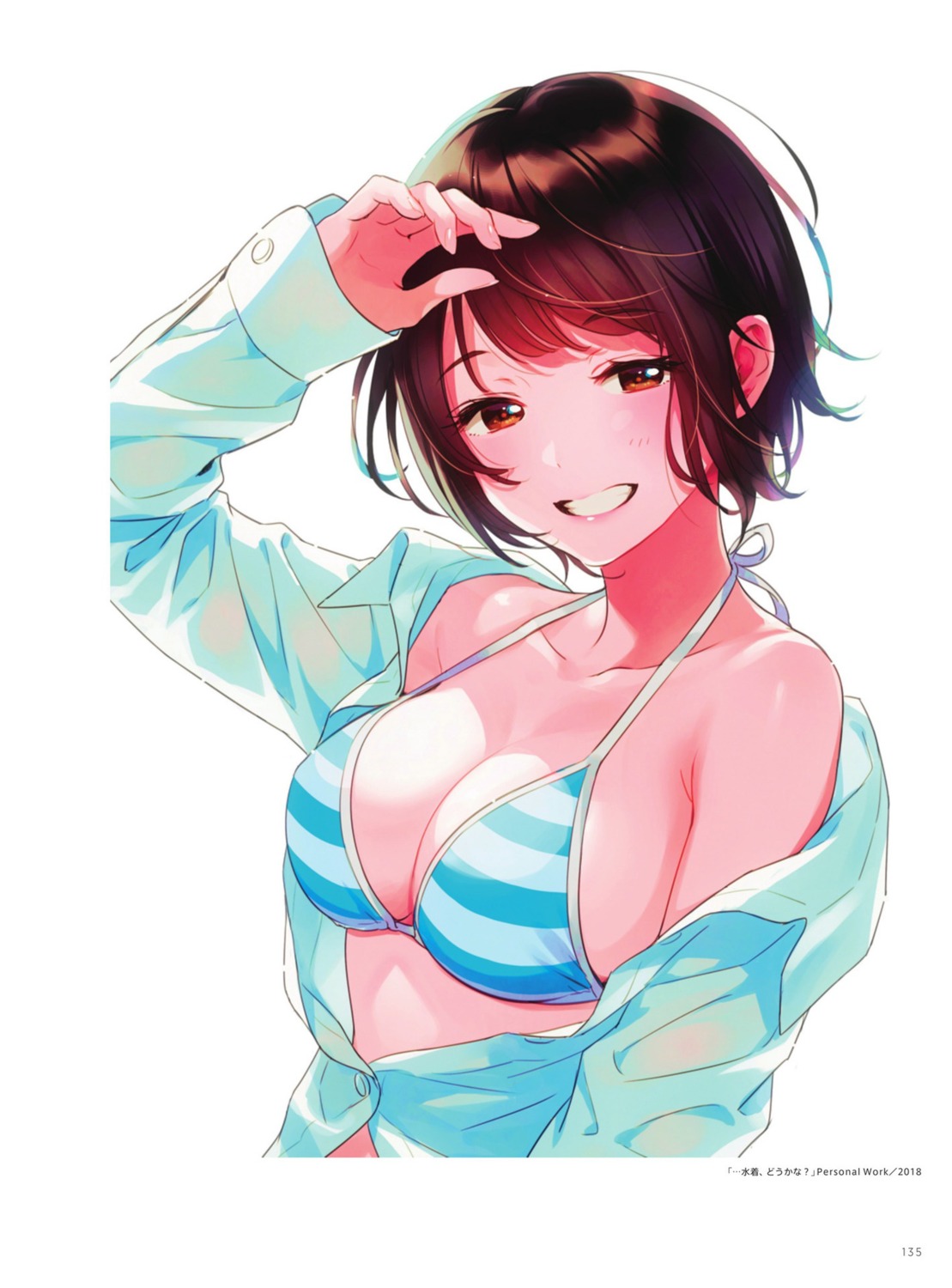 bikini cleavage morikura_en open_shirt swimsuits