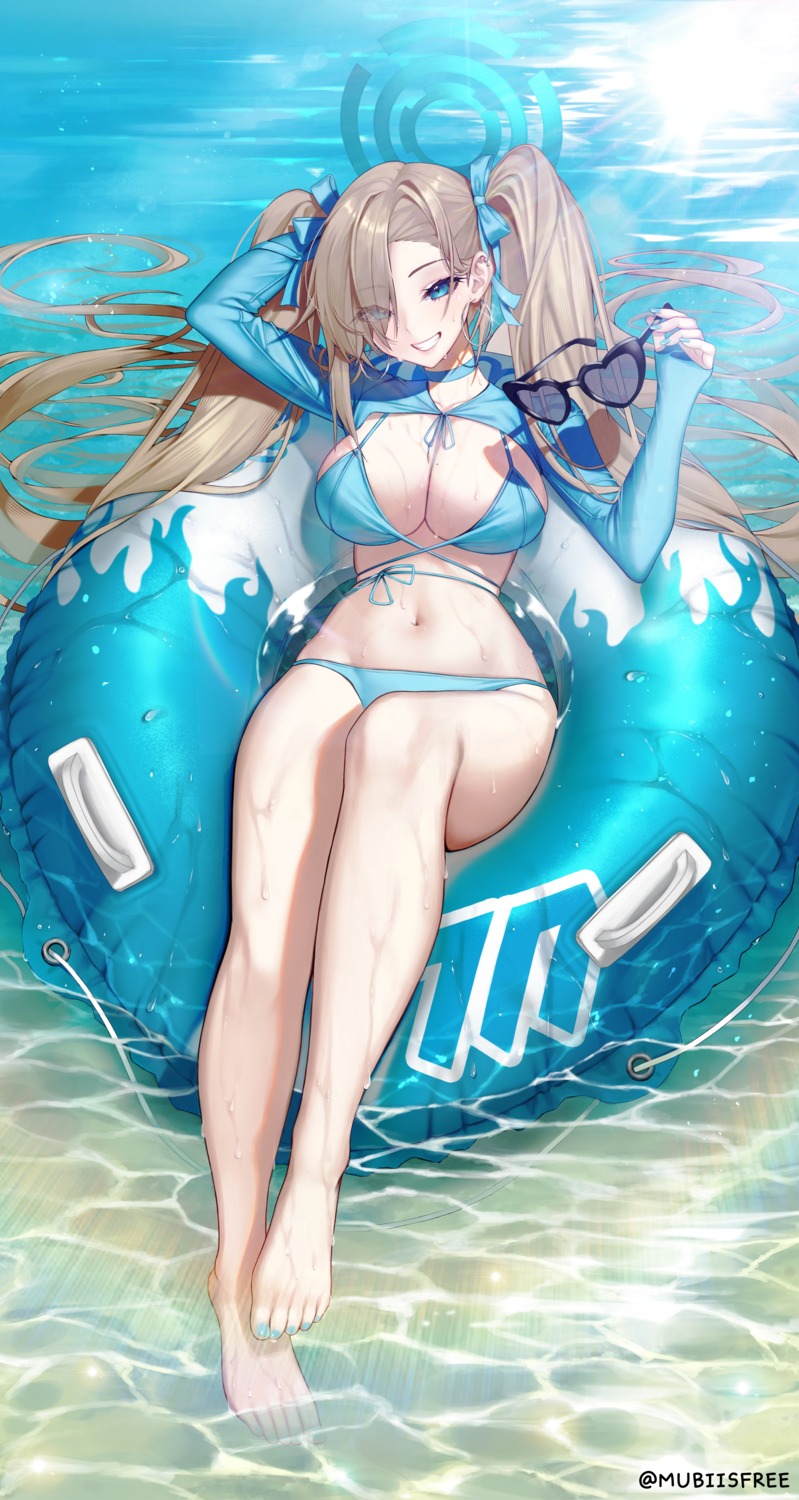 bikini blue_archive halo ichinose_asuna megane mergerri swimsuits wet