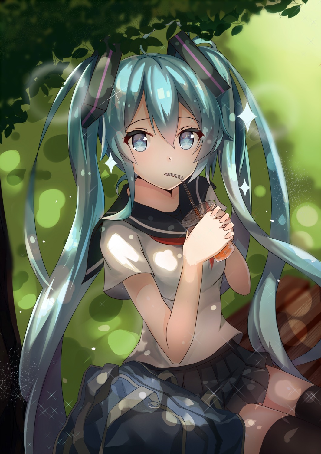 hatsune_miku lingyan_heiye seifuku thighhighs vocaloid