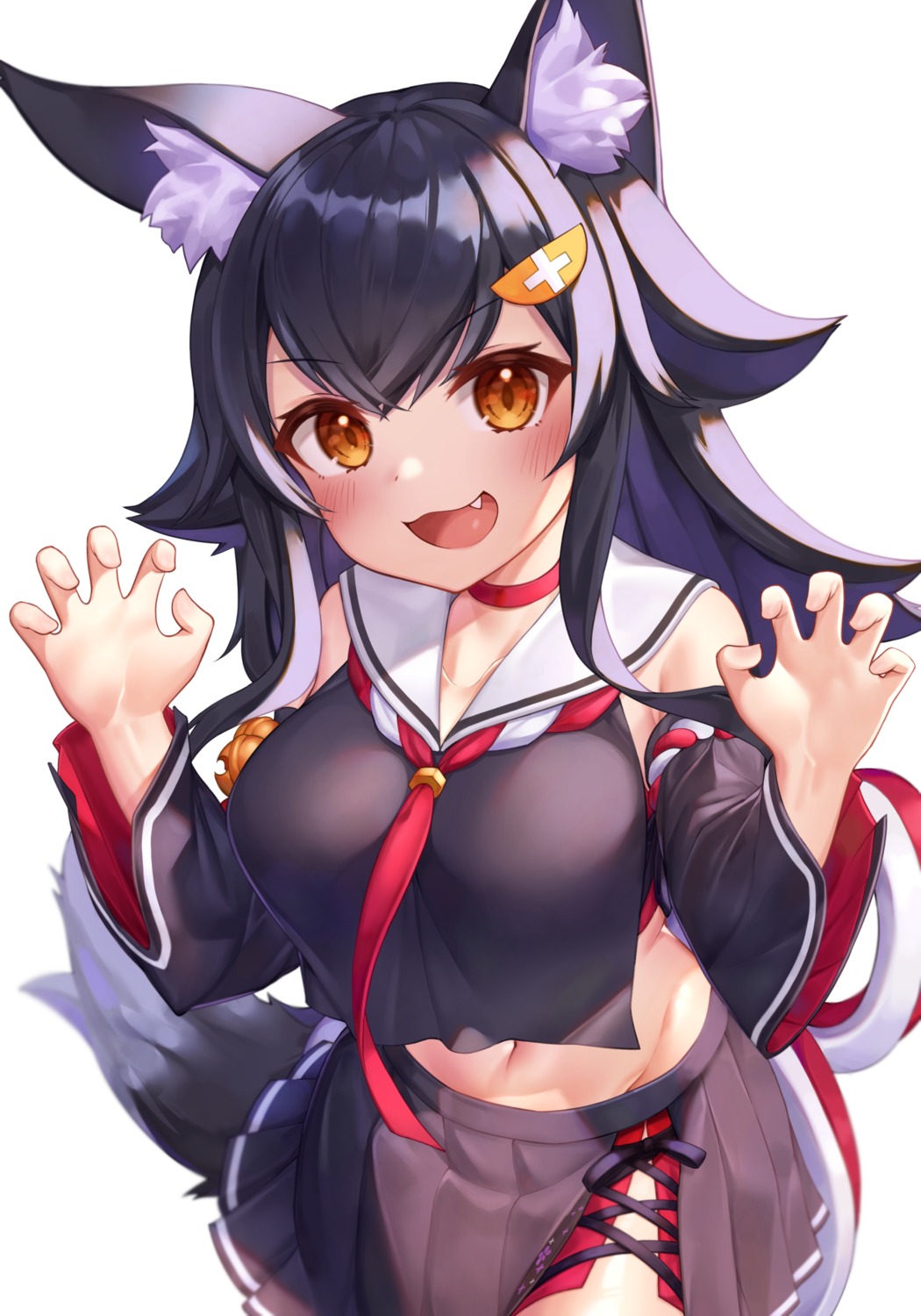 animal_ears deaver hololive hololive_gamers ookami_mio seifuku tail