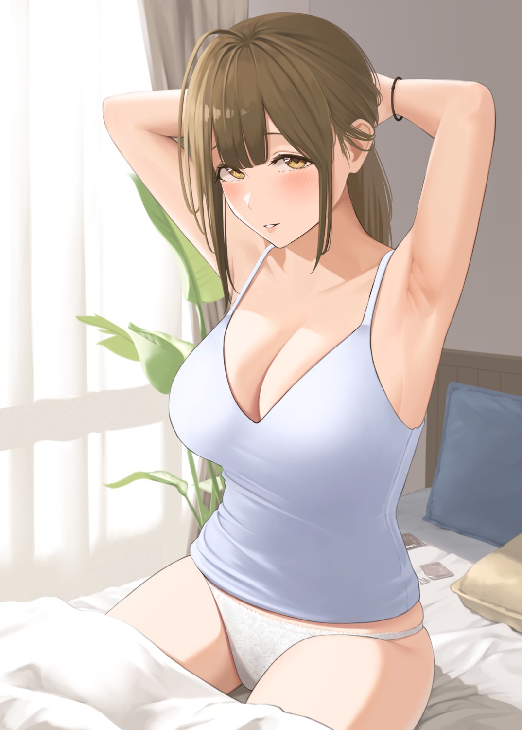 cleavage hibinpo kuwayama_chiyuki lingerie pantsu sheets the_idolm@ster the_idolm@ster_shiny_colors