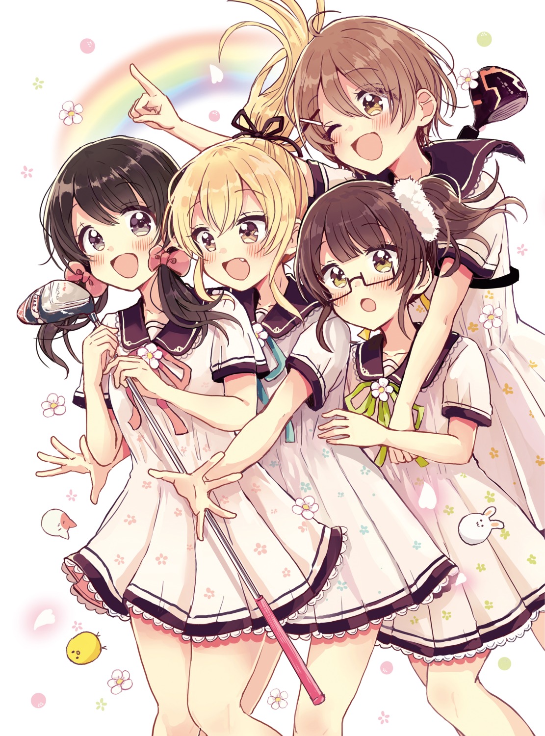 higuchi_kaede_(swing!) megane miyasato_haruka okamoto_natsuhi sakura_oriko seifuku swing!! yokomine_ibuki