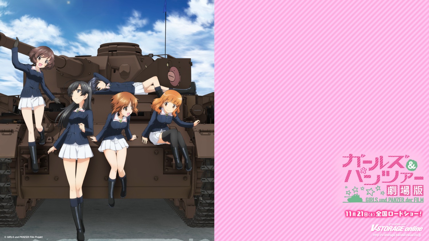 akiyama_yukari girls_und_panzer isuzu_hana nishizumi_miho reizei_mako takebe_saori thighhighs uniform wallpaper