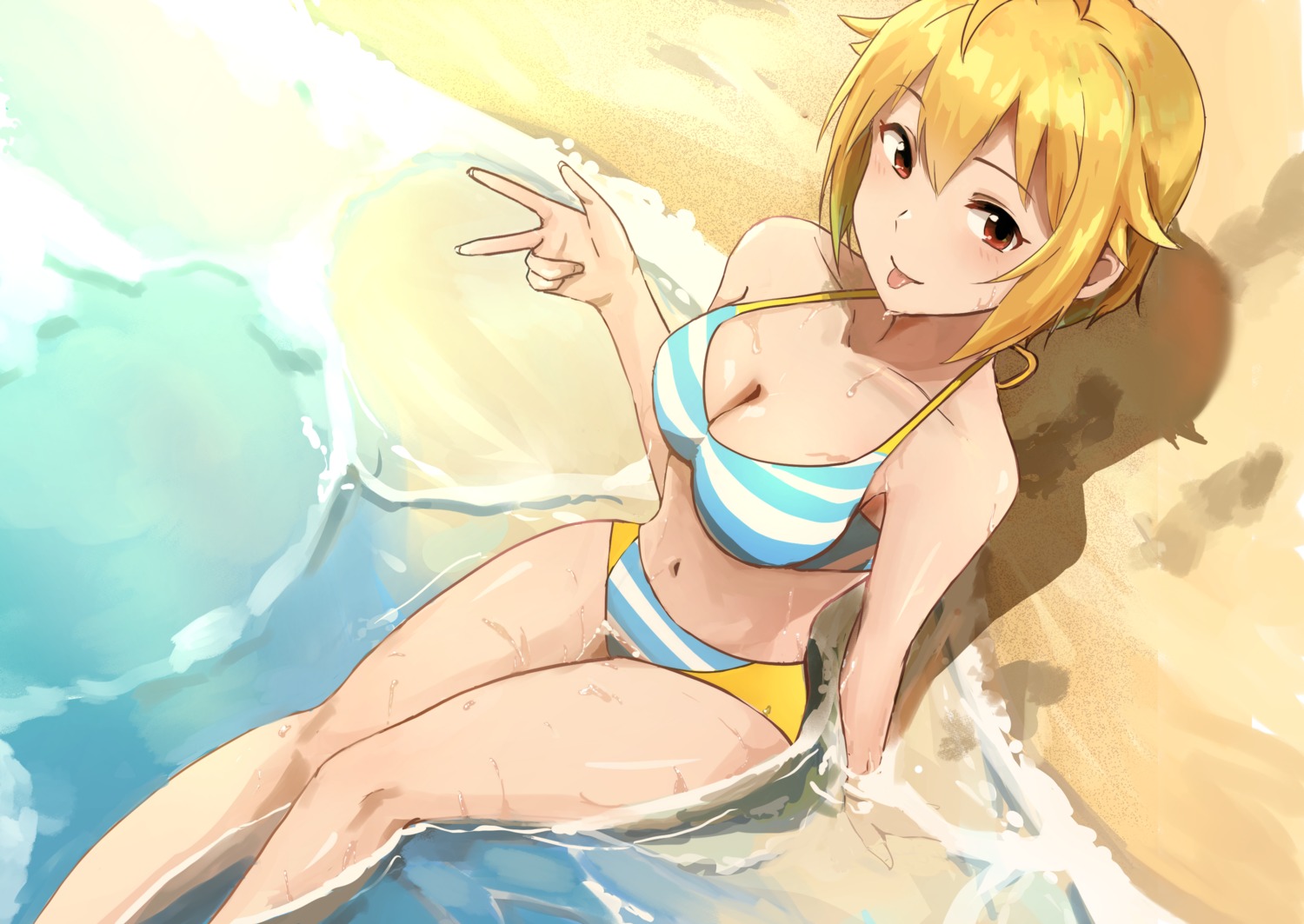 bikini ibuki_tsubasa ms_rinmoku swimsuits the_idolm@ster the_idolm@ster_million_live! wet