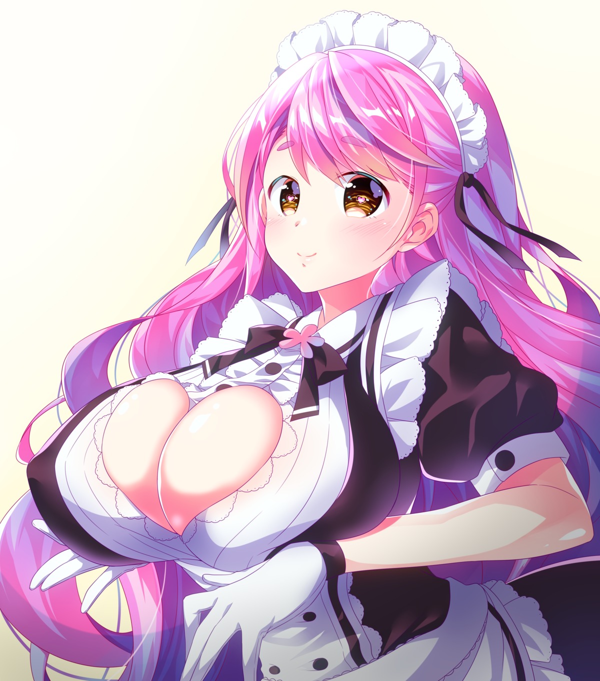 aizono_manami breast_hold erect_nipples komoda_robo maid nijisanji no_bra open_shirt