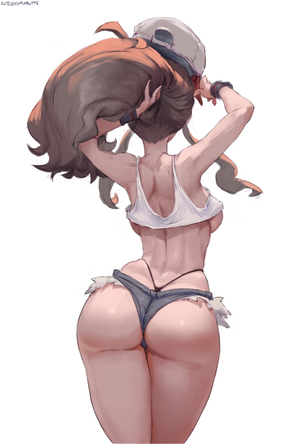 ass cutesexyrobutts no_bra pokemon pokemon_bw shirt_lift thong touko_(pokemon)