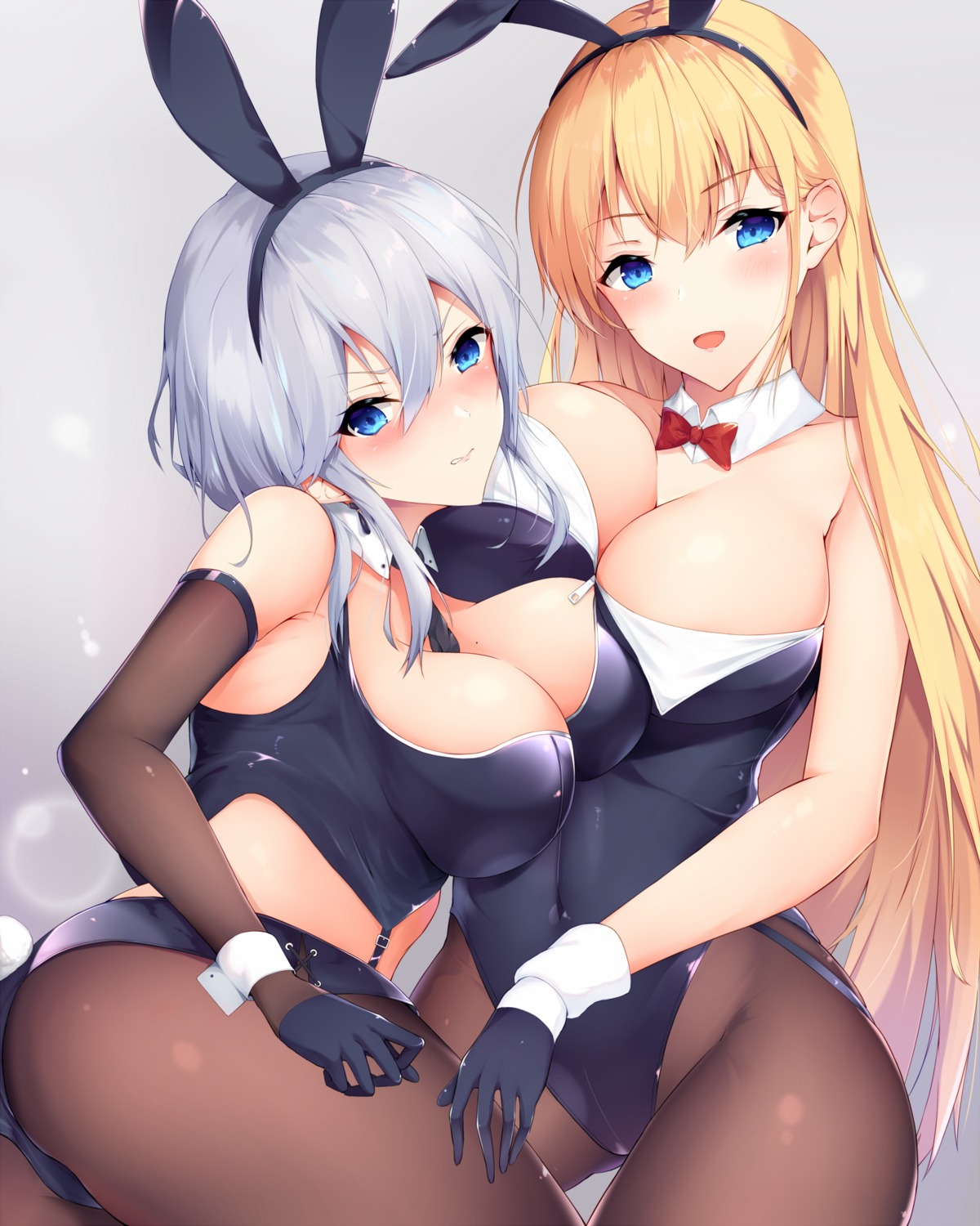 animal_ears ass azur_lane bunny_ears bunny_girl cleavage north_carolina_(azur_lane) pantyhose ranju_aira tail washington_(azur_lane)