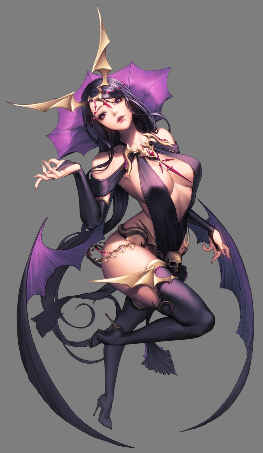 chaos_hero_online cleavage heels love_cacao nivas no_bra thighhighs transparent_png wings